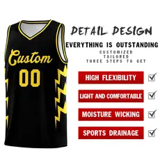 Black Side Lightning Graffiti Basketball Uniform Jersey 2