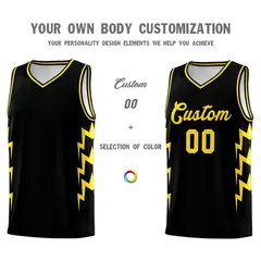 Black Side Lightning Graffiti Basketball Uniform Jersey 3