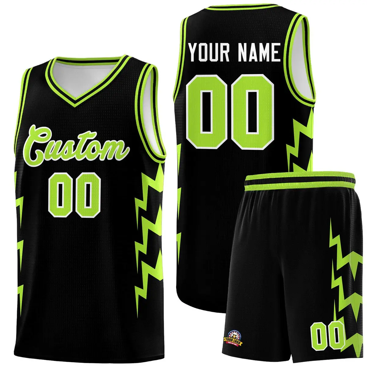 Black Side Lightning Graffiti Basketball Uniform Jersey