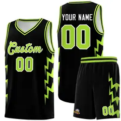 Black Side Lightning Graffiti Basketball Uniform Jersey