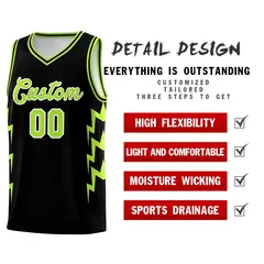 Black Side Lightning Graffiti Basketball Uniform Jersey 2