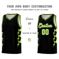 Black Side Lightning Graffiti Basketball Uniform Jersey 3
