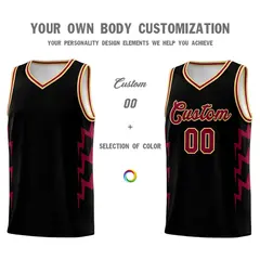 Black Side Lightning Graffiti Basketball Uniform Jersey 3