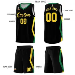 Black Side Rhombus Graffiti Basketball Jersey Set 5