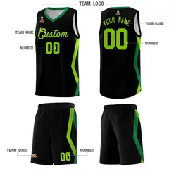 Black Side Rhombus Graffiti Basketball Jersey Set 5