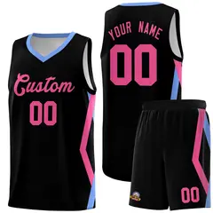 Black Side Rhombus Graffiti Basketball Jersey Set