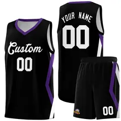 Black Side Rhombus Graffiti Basketball Jersey Set