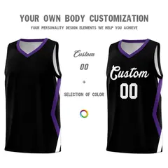 Black Side Rhombus Graffiti Basketball Jersey Set 3