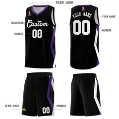 Black Side Rhombus Graffiti Basketball Jersey Set 5