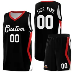 Black Side Rhombus Graffiti Basketball Jersey Set