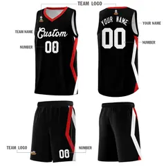 Black Side Rhombus Graffiti Basketball Jersey Set 5