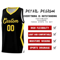 Black Side Rhombus Graffiti Basketball Jersey Set 2