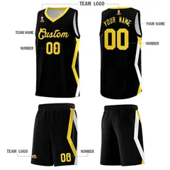 Black Side Rhombus Graffiti Basketball Jersey Set 5