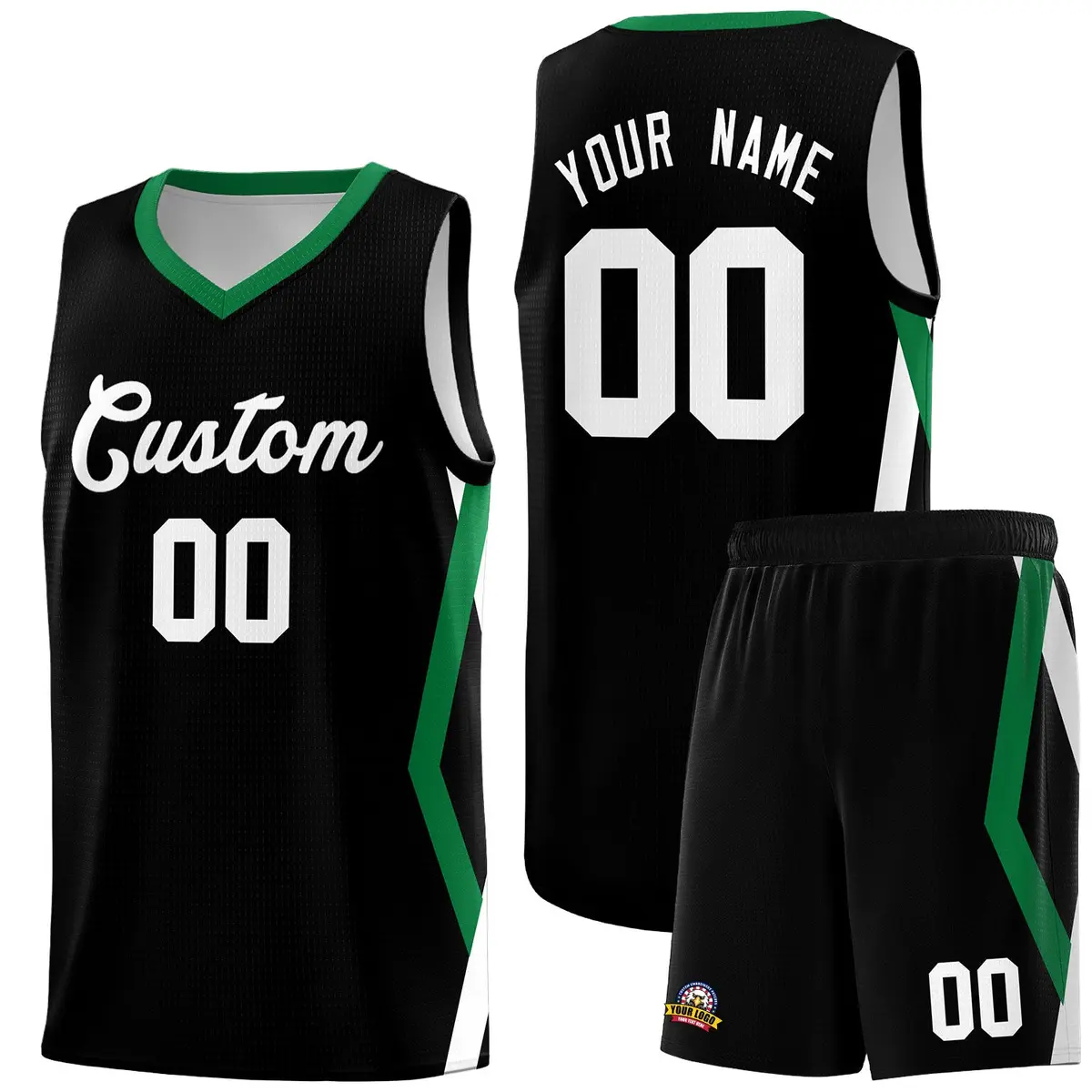 Black Side Rhombus Graffiti Basketball Jersey Set