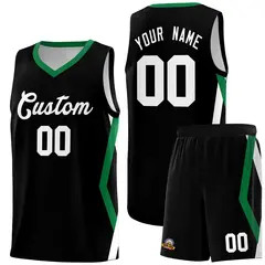 Black Side Rhombus Graffiti Basketball Jersey Set