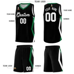 Black Side Rhombus Graffiti Basketball Jersey Set 5