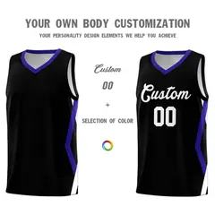 Black Side Rhombus Graffiti Basketball Jersey Set 3