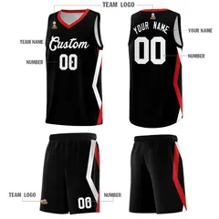 Black Side Rhombus Graffiti Basketball Jersey Set 5