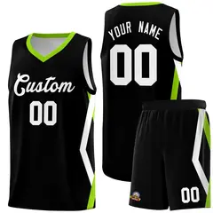 Black Side Rhombus Graffiti Basketball Jersey Set 1