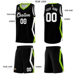 Black Side Rhombus Graffiti Basketball Jersey Set 5
