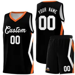 Black Side Rhombus Graffiti Basketball Jersey Set 1