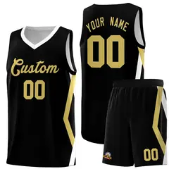Black Side Rhombus Graffiti Basketball Jersey Set 1