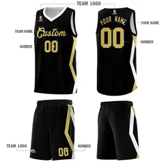 Black Side Rhombus Graffiti Basketball Jersey Set 5