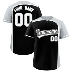 Black Silver Color Block Authentic Baseball Jersey 1