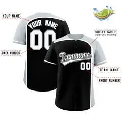 Black Silver Color Block Authentic Baseball Jersey 2