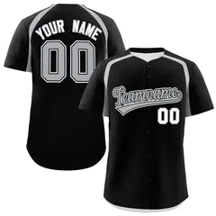 Black Silver Color Block Authentic Baseball Jersey 1