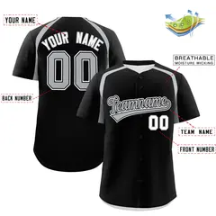 Black Silver Color Block Authentic Baseball Jersey 2