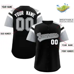 Black Silver Contrast Raglan Baseball Jersey 2