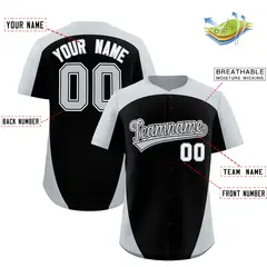 Black Silver Edge Color Block Authentic Baseball Jersey 2