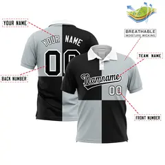 Black Silver Four Squares Performance Polo Shirt 2