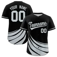 Black Silver Graffiti Wind Mark Pattern Baseball Jersey
