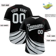 Black Silver Graffiti Wind Mark Pattern Baseball Jersey 2