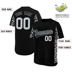 Black Silver Leopard Graffiti Side Design Baseball Jersey 2