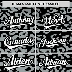 Black Silver Leopard Print Baseball Jersey 3