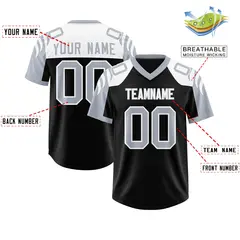 Black Silver Raglan Sleeves Authentic Football Jersey 2
