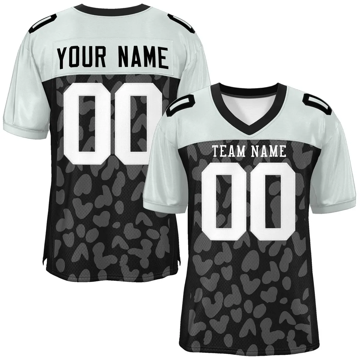 Black Silver Raglan Sleeves Camo Authentic Football Jersey