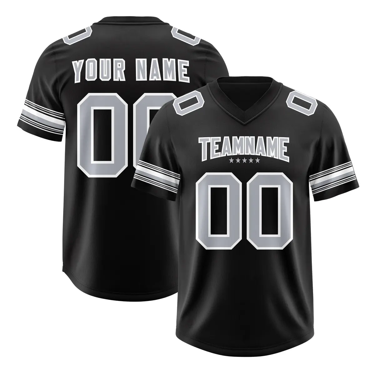 Black Silver Retro Sleeve Line Authentic Football Jersey
