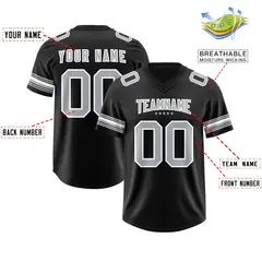 Black Silver Retro Sleeve Line Authentic Football Jersey 2