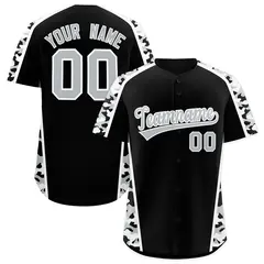 Black Silver Side Camo Baseball Jersey 1