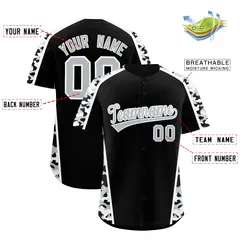 Black Silver Side Camo Baseball Jersey 2
