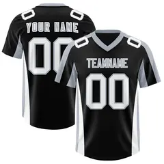 Black Silver Side Stripe Athletic Football Jersey 1