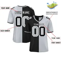 Black Silver Split Two Tone Authentic Football Jersey 2