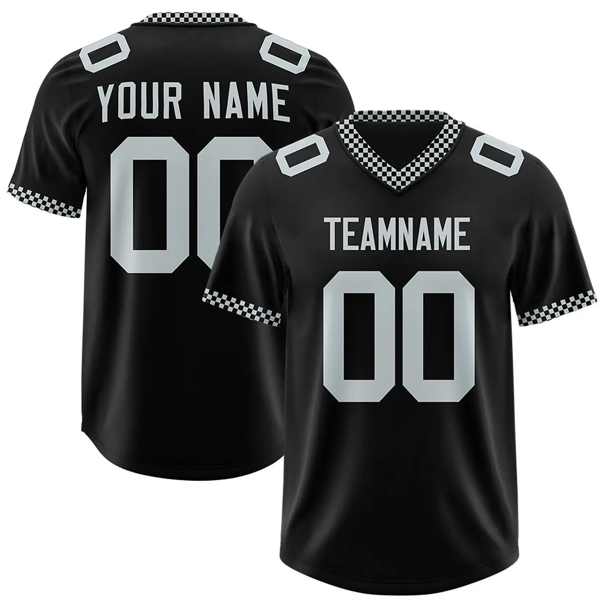 Black Silver Square Neckline Football Jersey