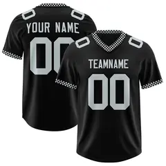 Black Silver Square Neckline Football Jersey 1
