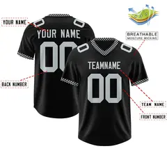 Black Silver Square Neckline Football Jersey 2