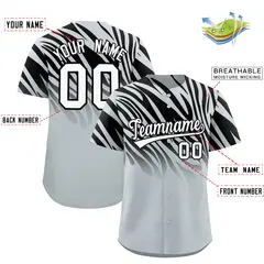 Black Silver Tiger Stripe Gradient Baseball Jersey 2